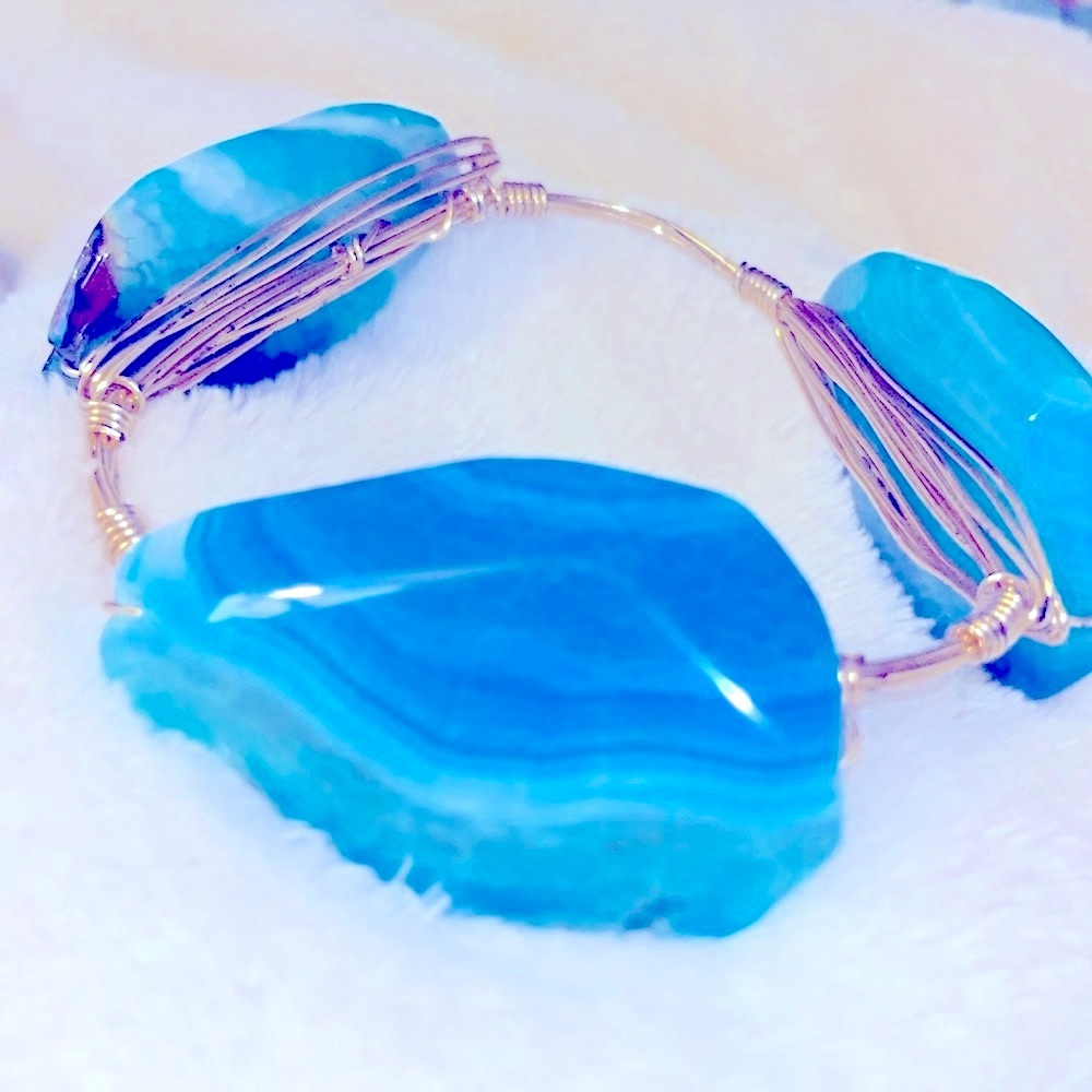 Agate blue Stone handmade bracelet marine